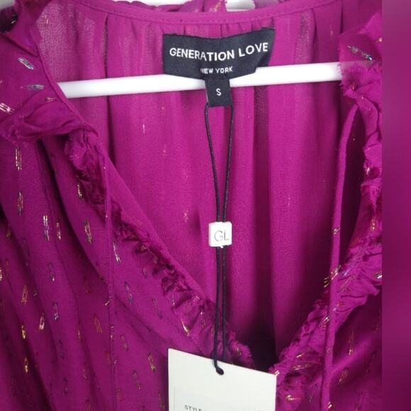 Generation Love Peggy Lurex Blouse & Selena Maxi Magenta Skirt Silk Blend Small - Picture 10 of 14
